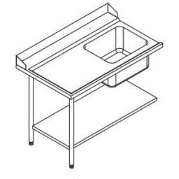 Table de Prélavage Lave-Vaisselle à Capot - Accrochage à Gauche - L 700 mm - Elettrobar