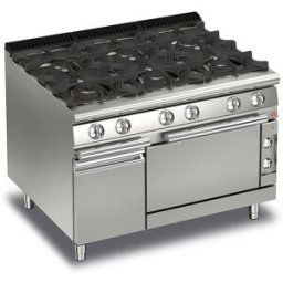 Fourneau à Gaz sur Four Electrique - 6 feux vifs - P700 - 32,4 kW - Baron
