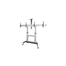 StarTech.com Dual TV Cart for 37-60in VESA TVs up to 110lb (50kg) each, Height Adjustable TV Mount, Mobile Display Cart w/ Webcam Equipment Shelves, Lockable Casters, TV Cart on Wheels - Rolling TV Stand (STNDMTVDUO) chariot - pour 2 moniteurs / moniteu