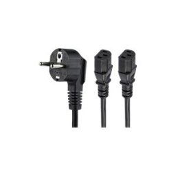 StarTech.com Cable d'alimentation PC - Cordon secteur en Y Schuko vers C13 de 2 m - Prise europeenne vers 2x C13 - cable d'alimentation - power CEE 7/7 pour power IEC 60320 C13 - 2 m
