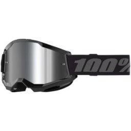 100% Masque cross 100 % Strata 2 noir – écran iridium argent