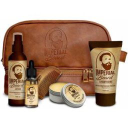 Imperial Beard Coffret Soin volumisant de la Barbe - Trousse + Shampooing + Lotion + Huile + Cire + Peigne unisex