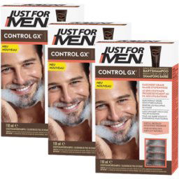 Just For Men GX Control - Shampooing à Barbe Colorant Réducteur de Gris - X3 male