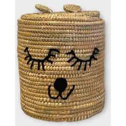 Pxwp Panier ours en peluche en osier naturel - S