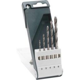 Bosch Accessories 2609255326 Jeu de forets pour le bois 5 pièces 2 mm, 3 mm, 4 mm, 5 mm, 6 mm 1/4 (6,3 mm) 1 set