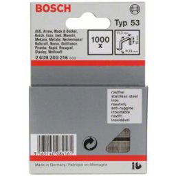 Agrafes à fil fin type 53, 11,4 x 0,74 x 10 mm, 1000 pièces, en acier inoxydable Bosch 2609200216