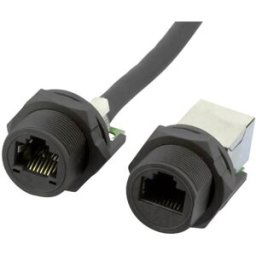 RJ-45 femelle avec verrouillage à vis pour montage en boîtier, Cat 5e, IP67 W & P Products W654-1-7-1 Boîtier femelle RJ45 noir 1 pc(s)