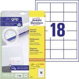 Avery Zweckform 6171 Etiquette universelles 64 x 45 mm papier blanc 540 pc(s) fixation permanente imprimante à jet dencre, imprimante laser, imprimante laser