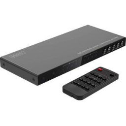 Digitus DS-55345 4+2 ports Switch HDMI affichage LED, avec télécommande, compatible avec lultra HD, boîtier métallique, commutable individuellement, avec LEDs