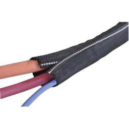 Gaine tressée HellermannTyton Twist-In-FR 29 170-01106 noir, blanc polyester 25 à 29 mm Marchandise vendue au mètre