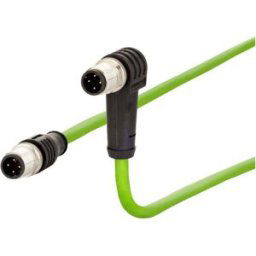 Metz Connect 142M1D19010 M12 Câble réseau, câble patch CAT 5e SF/FTP 1.00 m vert gaine PUR, résistant aux acides, résistant à lozone, résistant aux UV, pour