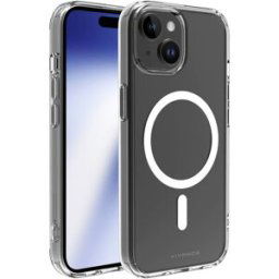 Vivanco MSASCVVIPH15T Coque arrière Apple iPhone 15 transparent compatible avec MagSafe, protection contre les éclaboussures, étanche à la poussière, hydrofuge