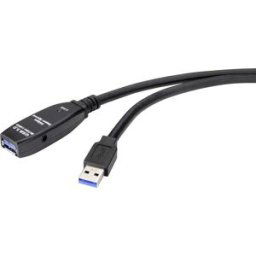 Renkforce Câble USB USB 3.2 Gen1 (USB 3.0) USB-A mâle, USB-A femelle 20.00 m noir actif avec amplification du signal RF-4598350