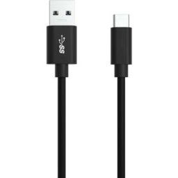 Ansmann Câble USB USB 3.2 Gen1 (USB 3.0) USB-A mâle, USB-C® mâle 2.00 m noir connecteur aluminium, gaine TPE, connecteur utilisable des deux cotés 1700-0081
