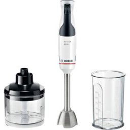 Bosch Haushalt MSM4W220 Mixeur plongeant 600 W avec blender, avec verre doseur, avec embout hâchoir, sans BPA blanc, gris