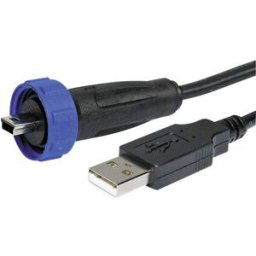Cordon adaptateur 2m USB A mâle / Mini-USB B mâle IP68 ESKA Bulgin PX0441/2M00