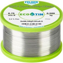 Felder ISO-Core Ultra Clear SAC305 Étain à souder bobine Sn96,5Ag3Cu0,5 0.500 kg 0.75 mm