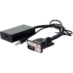 Câble adaptateur Value VGA / HDMI Prise femelle HDMI-A, Prise femelle VGA 9 pôles, Prise jack 3,5 mm 0.15 m noir 12.99.3117 Câble VGA
