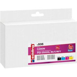 Edding Encre remplace Canon PGI-2500BK XL, PGI-2500C XL, PGI-2500M XL, PGI-2500Y XL compatible pack bundle noir, cyan, magenta, jaune EDD-535 18-535