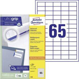 Avery Zweckform 3666 Etiquette universelles 38 x 21.2 mm papier blanc 6500 pc(s) fixation permanente imprimante à jet dencre, imprimante laser, imprimante