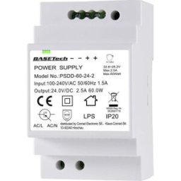 Alimentation rail DIN Basetech PSDD-60-24-2 24 V 2.5 A 60 W Nbr. de sorties:2 x