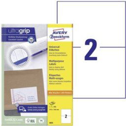 Avery Zweckform 3655 Etiquette universelles 210 x 148 mm papier blanc 200 pc(s) fixation permanente imprimante à jet dencre, imprimante laser, imprimante laser