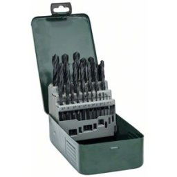 Bosch Accessories 2607019446 HSS Jeu de forets pour le métal 25 pièces laminé au rouleau DIN 338 tige cylindrique 1 set