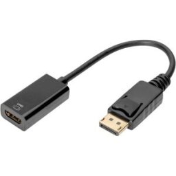 Câble de raccordement Digitus DisplayPort / HDMI Fiche mâle DisplayPort, Prise femelle HDMI-A 0.20 m noir DB-340415-002-S blindage double, blindé Câble