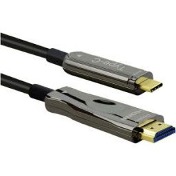 Câble adaptateur Roline USB-C® / HDMI / fibre optique USB-C® mâle, Fiche mâle HDMI-A 30.00 m noir 14.01.3474 4K UHD, blindé Câble HDMI