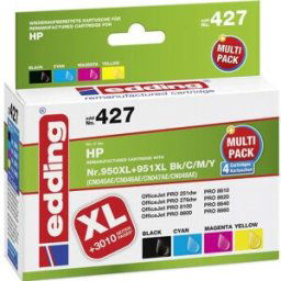 Edding Encre remplace HP 950, 950XL, 951, 951XL compatible pack bundle noir, cyan, magenta, jaune 18-427