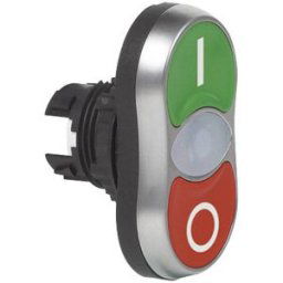 BACO BAL61QH21 L61QH21 Bouton-poussoir à double touche collerette plastique, chromé vert, rouge 1 pc(s)
