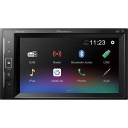 Pioneer DMH-A240DAB Ampli-tuner multimédia 2 DIN port pour commande au volant, connexion possible à une caméra de recul, kit mains libres bluetooth, tuner DAB+