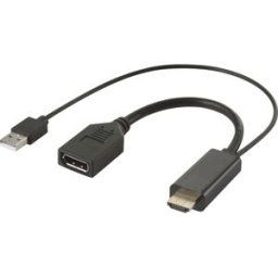 Renkforce RF-4777274 HDMI / DisplayPort Câble adaptateur [1x HDMI mâle, USB 2.0 type A mâle - 1x DisplayPort femelle] noir 4K UHD 0.15 m