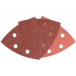 Set feuilles abrasives Delta avec bande auto-agrippante, perforé Bosch Accessories 2607019500 Grain 60, 120, 240 Cote dencoignure 93 mm 1 set