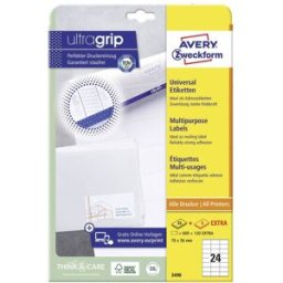 Avery Zweckform 3490 Etiquette universelles 70 x 36 mm papier blanc 720 pc(s) fixation permanente imprimante à jet dencre, imprimante laser, imprimante laser