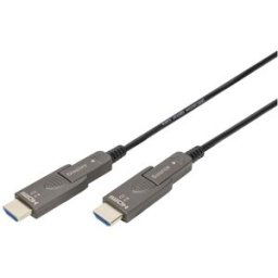Câble de raccordement Digitus HDMI Fiche mâle HDMI-A 10 m noir AK-330127-100-S 4K UHD, blindage triple, flexible, blindage total, blindé, sans halogène, rond,