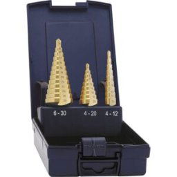 Jeu de forets étagés HSS Exact 5351 4 - 12 mm, 4 - 20 mm, 6 - 30 mm TiN 1 set - 3 pièces