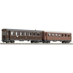 Liliput L340507 Lot de 2 voitures de voyageurs H0e B4ip/s 30 et 31, marron du chemin de fer Zillertal