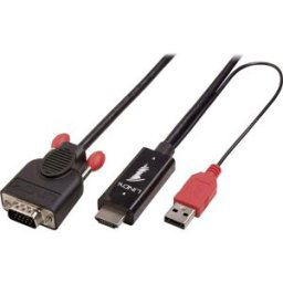 Câble adaptateur LINDY HDMI / VGA Fiche mâle HDMI-A, Fiche mâle VGA 15 pôles 1.00 m noir 41455 Câble HDMI
