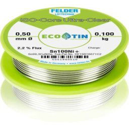 Felder ISO-Core Ultra-Clear Sn100Ni+ Étain à souder sans plomb bobine Sn99,3CuNiG 0.100 kg 0.5 mm
