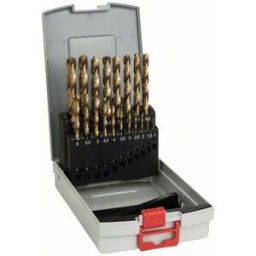 Bosch Accessories 2608587015 HSS Jeu de forets pour le métal 19 pièces TiN DIN 338 tige cylindrique 1 set