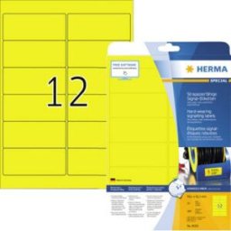 Herma 8029 Etiquette fluorescente 99.1 x 42.3 mm film de polyester jaune 300 pc(s) fixation extra-forte imprimante laser, imprimante laser couleur,