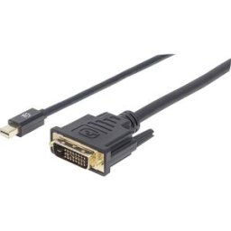 Câble adaptateur Manhattan Mini-Display / DVI Fiche mâle Mini DisplayPort, Fiche mâle DVI-D 24+1 pôles 1.80 m noir 152150 feuille de blindage, rond, certifié