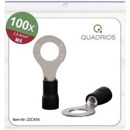 Quadrios 22C454 Cosse à oeillet Section max.=4.0 mm² Ø du trou=8.5 mm partiellement isolé noir 1 set
