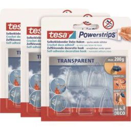 tesa POWERSTRIPS® Crochet adhésif petit transparent Contenu: 15 pc(s)