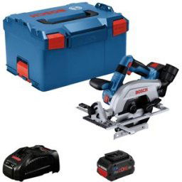 Bosch Professional GKS 18V-57-2 L Scie circulaire portative sans fil Profondeur de coupe max. (90°) 57 mm + 2 batteries, + chargeur, + mallette 18 V 5.5 Ah
