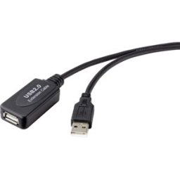 Renkforce Câble USB USB 2.0 USB-A mâle, USB-A femelle 10.00 m noir actif avec amplification du signal RF-4535084