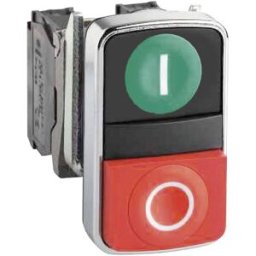 Schneider Electric ZB4BA7341 Harmony ZB4BA7341 Bouton-poussoir à double touche actionneur plat 2 boutons vert, rouge décrochage par pression 1 pc(s)
