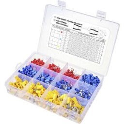 TRU COMPONENTS TC-11991832 Assortiment de cosses à oeillet partiellement isolé 0.5 mm² 6 mm² rouge, bleu, jaune 505 pc(s)