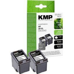 KMP Encre remplace HP 301XL, CH563EE compatible paquet de 2 noir H75D 1719,4021